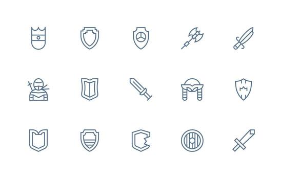 15 Regular Line Icons for Armor Graphics Dashboard Icon Series vector