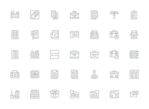 Light Line Icons from Documents Set with 35 Vectors Light Icon Series