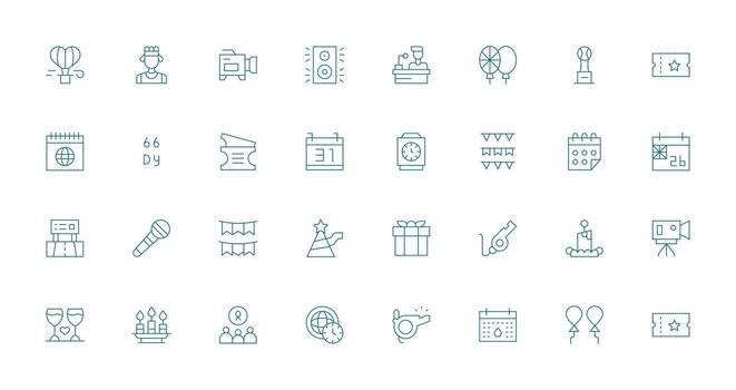 Thin Line Icons from Event Set with 32 Vectors Simple Icons for Interface and Wireframes