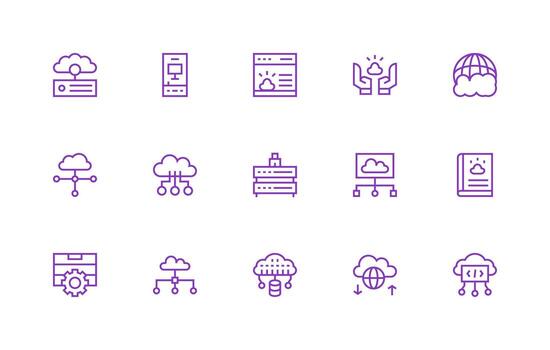15 Regular Line Style Icons from Hosting Collection Balanced Icon Set for Functional Design vector