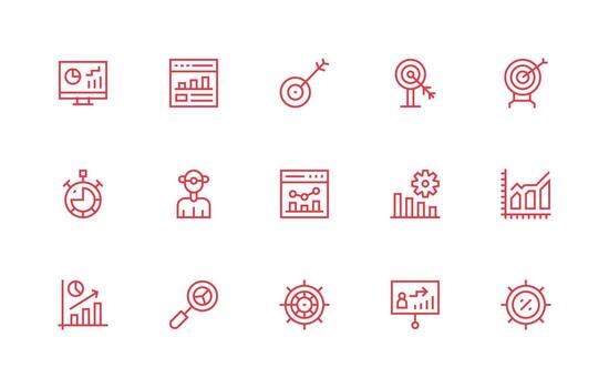 Kpi Icon Set with 15 Regular Line Graphics Creative Icon Set vector