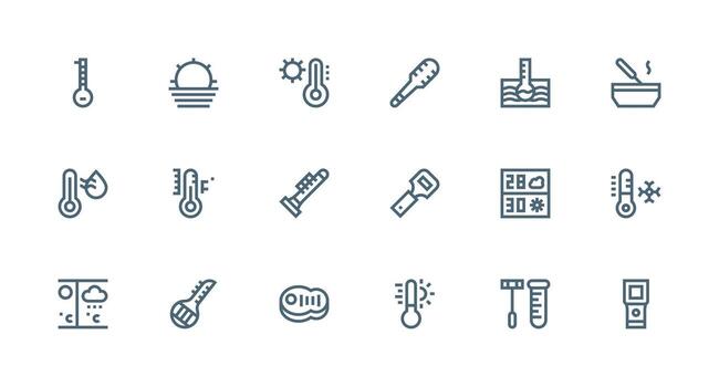 18 Strong Stroke Line Style Icons from Thermometer Collection Interface Icons for Daily Use vector