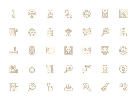 regular limpiar línea estilo supervisión íconos con 35 vectores diseño icono paquete