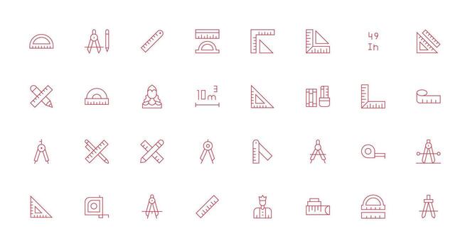 32 Icons for Ruler in Thin Line Format Neutral Style Icons for Any Project vector