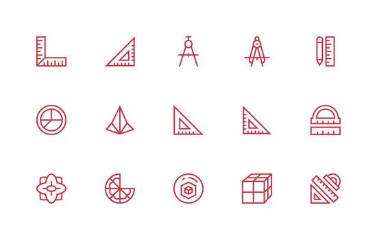 geometría conjunto con 15 regular línea íconos ui y ux enfocado icono colección vector