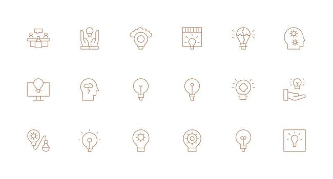 18 mínimo línea diseños para lluvia de ideas íconos escalable íconos para multiplataforma interfaces vector