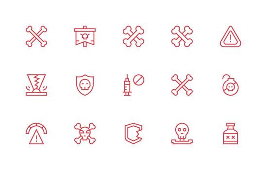 Regular Line Icons from Unsafe Set with 15 Vectors Neat Icon Set
