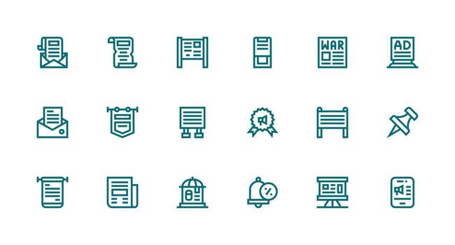18 Icons for Bulletin in Strong Stroke Line Format UI and UX Focused Icon Collection vector