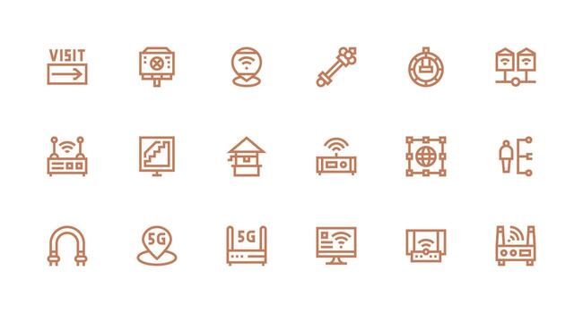 18 Strong Stroke Line Icons for Access Point Graphics UI and UX Focused Icon Collection vector