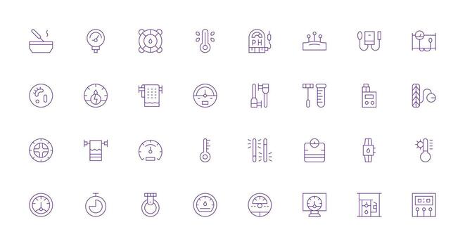 32 Thin Line Style Icons from Gauge Collection Neatly Designed Icons for Web Platforms vector
