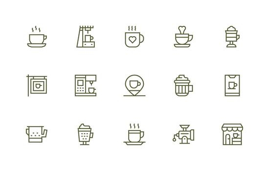 Regular Line Icons from Espresso Set with 15 Vectors Sharp Icons for Presentations
