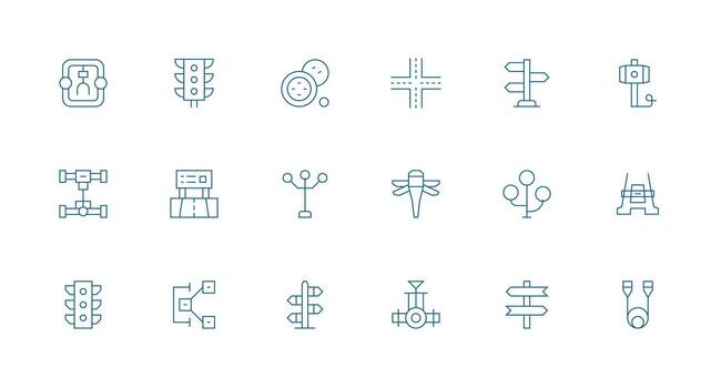 Junction including 18 Minimal Line Illustrations Complete Icon Bundle for Web Design vector