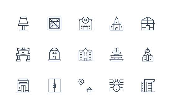 Regular Line Icons from Architecture Set with 15 Vectors Scalable Icons for All Themes