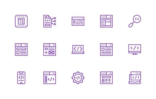15 Regular Line Designs for Css Icons Creative Icon Set vector