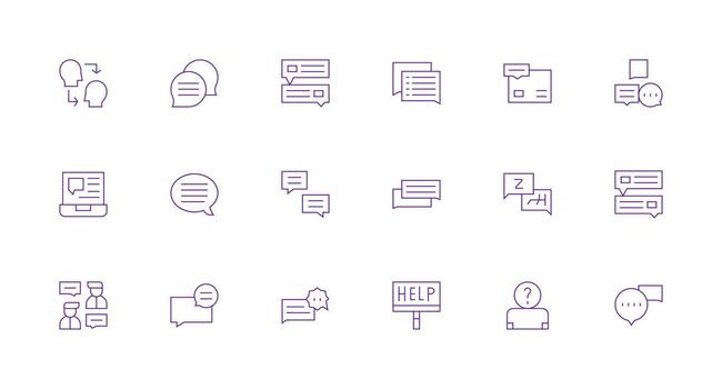 mínimo línea estilo apoyo boleto íconos con 18 vectores completar icono conjunto para móvil aplicaciones
