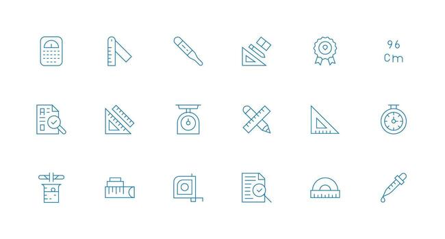 preciso conjunto con 18 mínimo línea íconos reutilizable icono conjunto vector