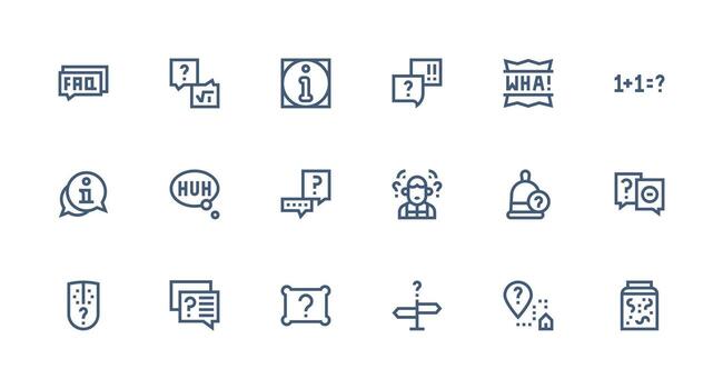 Question Mark Design Icons featuring 18 in Strong Stroke Line Style Essential Icons for Rapid UI Building vector
