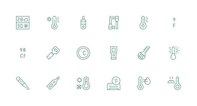 18 Minimal Line Designs for Thermometer Icons Interface Icon Collection for Daily Projects vector
