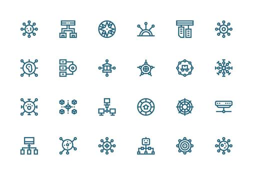 Hub Icon Set with 24 Thick Line Line Graphics UI and UX Focused Icon Collection vector