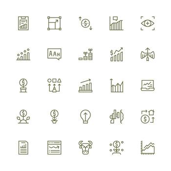 Medium Stroke Outline Style Increase Icons with 25 Vectors Web and App Icon Pack Collection