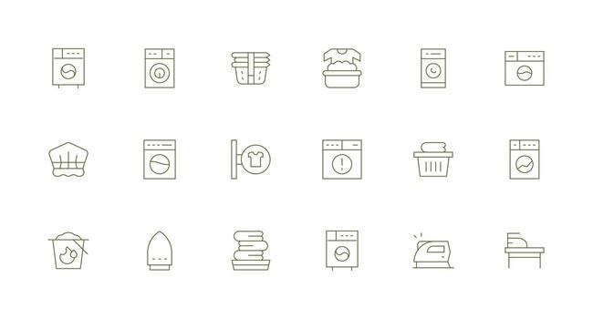 Dryer Set with 18 Minimal Line Icons UI and UX Focused Icon Collection vector
