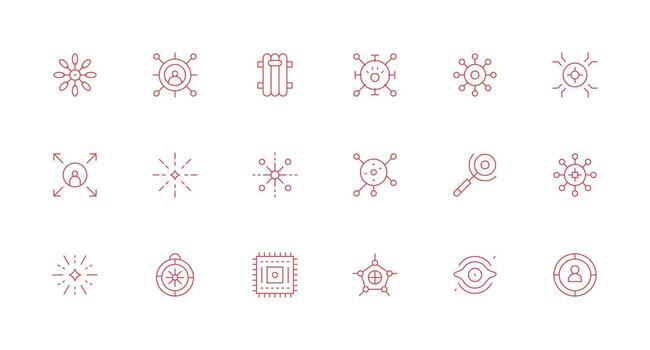 Central featuring 18 Icons in Minimal Line Design Quick Access Icons for UI Development vector