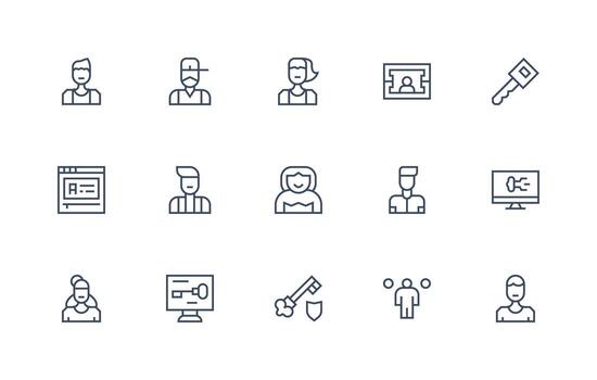 15 Regular Line Icons for Login Graphics Scalable Icons for Cross-Platform Interfaces vector