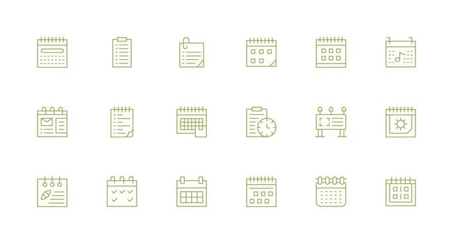 18 mínimo línea estilo íconos desde recordatorios colección multi-estilo íconos para creativo proyectos vector