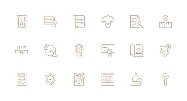 Validated including 18 Minimal Line Illustrations Clear and Concise Icon Set Collection vector