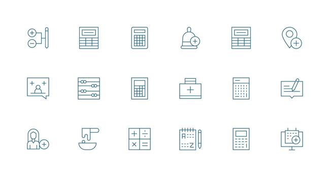 18 Minimal Line Style Icons from Add Collection Professional Icon Set vector