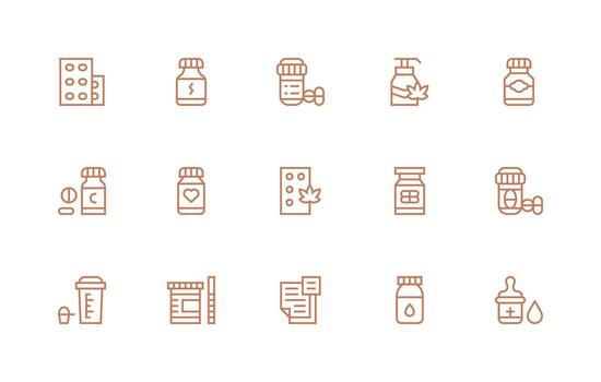 15 Regular Line Style Icons from Supplement Collection Lightweight Icon Series for Fast Prototypes vector