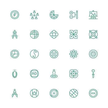 Medium Stroke Outline Style Circle Icons with 25 Vectors Clean Icon Collection for Web Use