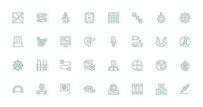 Thin Line Style Component Icons with 32 Vectors Design Ready Icon Set for Teams