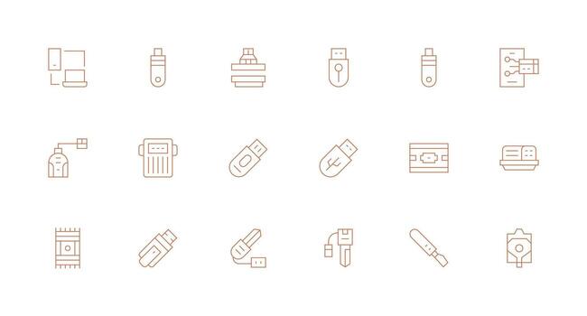 Flash Drive including 18 Minimal Line Illustrations UI and UX Focused Icon Collection vector