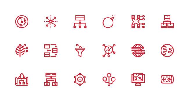 flujo de datos visual paquete conteniendo 18 fuerte carrera línea íconos esencial íconos para rápido ui edificio vector