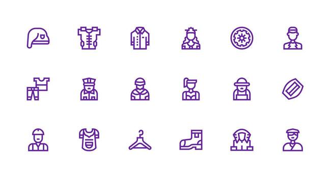 Uniform featuring 18 Icons in Strong Stroke Line Design UI Icon Set vector