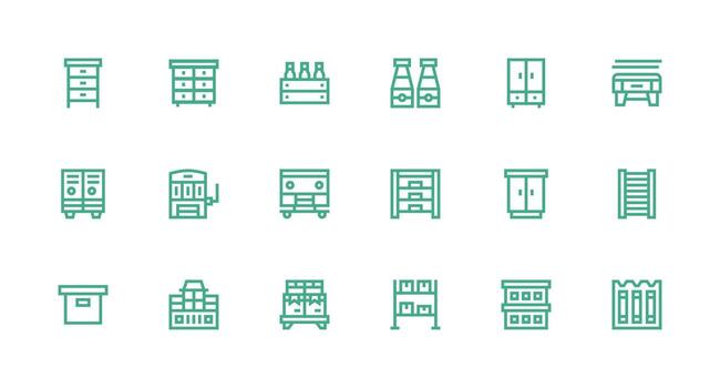 18 Strong Stroke Line Icons for Storage Unit Graphics Simplified Icon Pack for Visual Tools vector