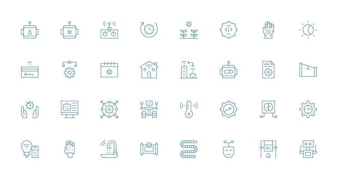 Automation Icon Set with 32 Thin Line Graphics Minimal Icon Set for Interface Projects vector