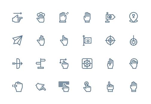 Pointer Icon Set with 24 Thick Line Line Graphics Minimal Icon Pack vector
