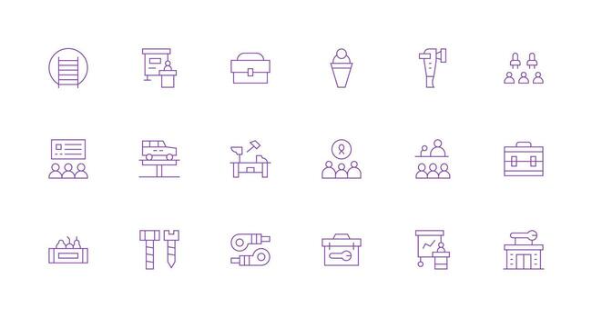 18 Icons for Workshop in Minimal Line Format Minimal Icon Pack vector
