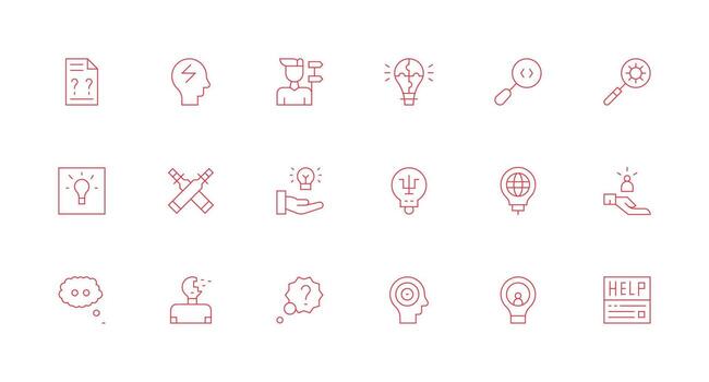 problema resolviendo incluso 18 mínimo línea ilustraciones equilibrado icono conjunto para funcional diseño vector