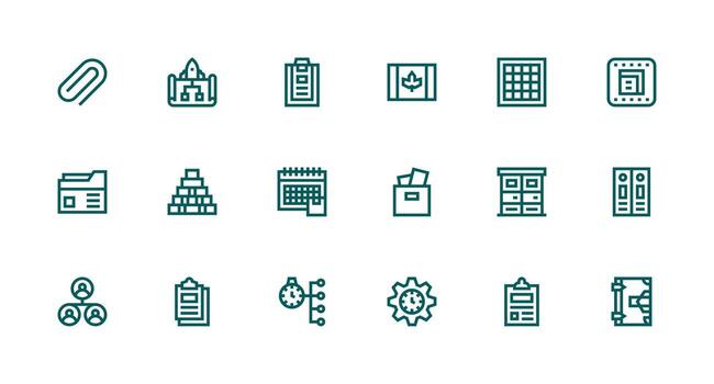 fuerte carrera línea estilo organización íconos con 18 vectores completamente editable icono conjunto para web