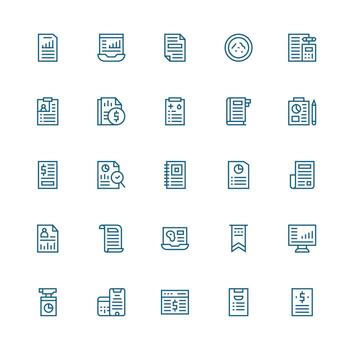 25 Medium Stroke Outline Icons for Summary Graphics Pixel Perfect Icons for Modern Apps vector