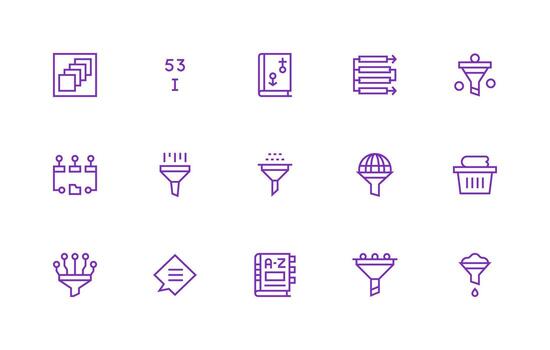 clasificación conjunto con 15 regular línea íconos simplificado icono paquete para visual herramientas vector