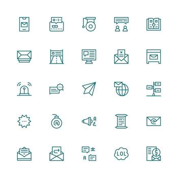Medium Stroke Outline Icons from Message Set with 25 Vectors Core Icon Collection for Daily Tasks