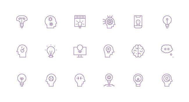 Thinking Icon Collection with 18 Minimal Line Designs High-Resolution Icons for Any Platform vector