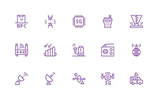 15 Regular Line Icons for Antenna Graphics Essential Icons for Rapid UI Building vector
