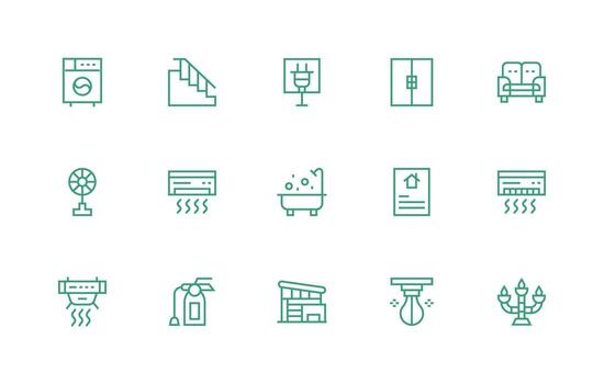 15 Icons for Home in Regular Line Format Display Icon Pack vector