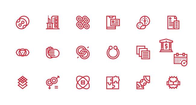 Combined Set with 18 Strong Stroke Line Icons Sharp Icons for Presentations vector