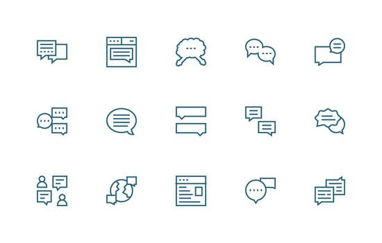 Regular Line Style Discussion Board Icons with 15 Vectors High-Resolution Icons for Any Platform